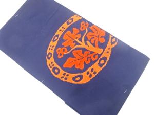 未使用品　丸紋に草花模様織り出し　名古屋帯